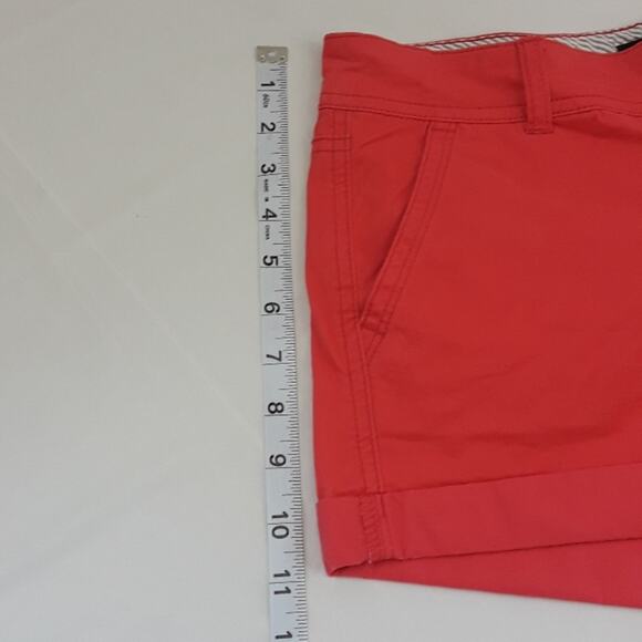 Aeropostale Womens Sz 0 Midi Twill 4'' Inseam Cuffed Low Rise Orange Shorts - Picture 12 of 13